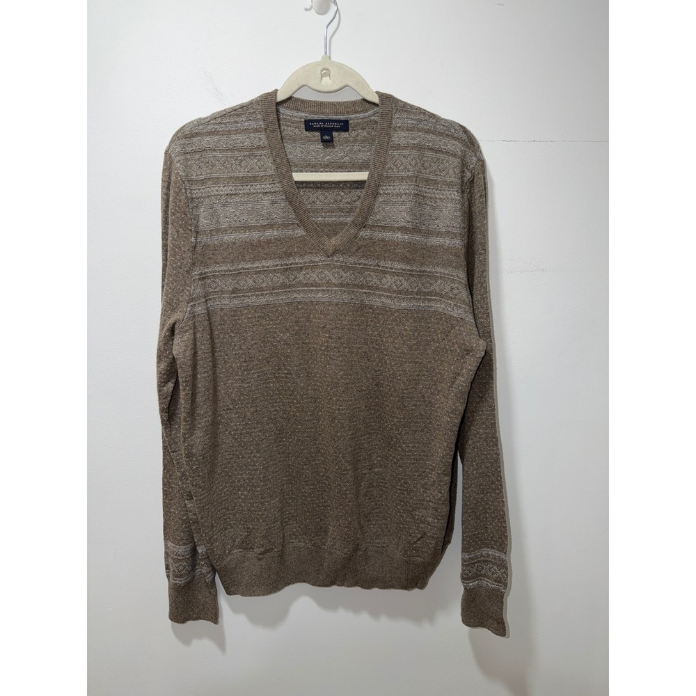 Banana Republic‎ Men's Italian Wool Cashmere V Neck Sweater L Old Money Holiday